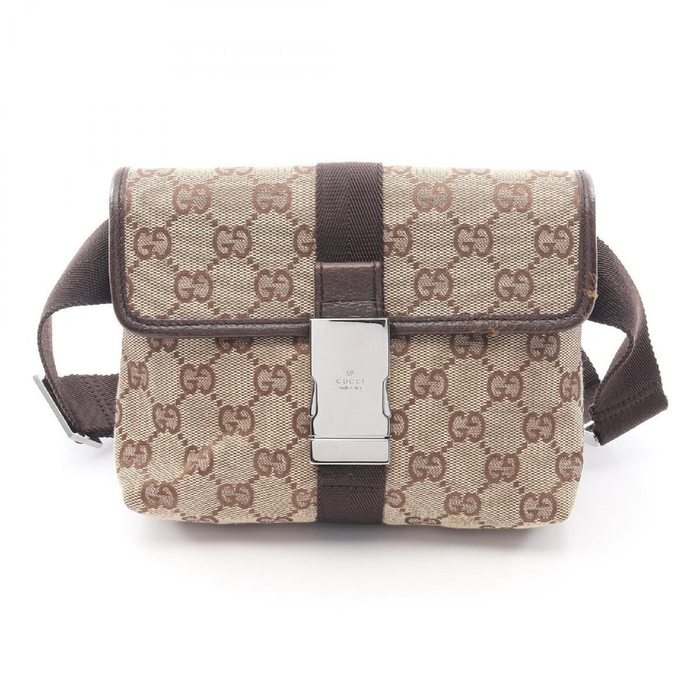 Gucci GG Canvas Waist Bag Body Leather